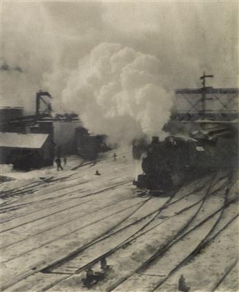 ALFRED STIEGLITZ (1864-1946) In the New York Central Yards * The City Across The River, from Camera Work Number 36.